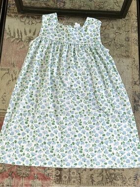 Girls' Sleeveless Floral Sundress in Light Blue & Green